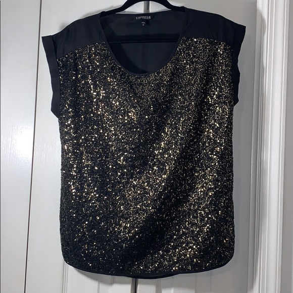 Medium Express black with gold sequin top - Picture 1 of 3